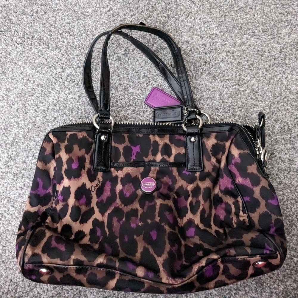 Coach Purple Leopard Satchel